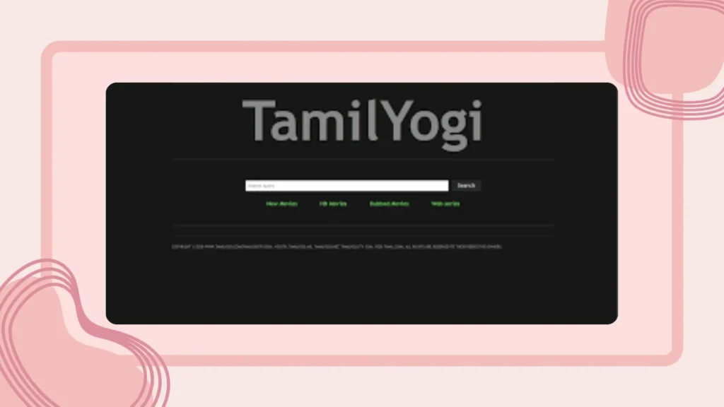 TamilYogi homepage with a search bar for movies